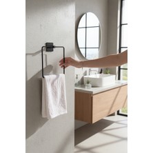 Alsi Home Kare Yapışkanlı Siyah Kare Havluluk Banyo Mutfak Havluluk Askılık