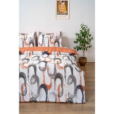 Zethome Çift Kişilik Nevresim Takımı Pamuklu Desenli Soyut Kahve 200X215 cm