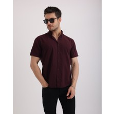 Doğal Dokulu Flam Keten Kumaş Casual Kısa Kollu Erkek Gömlek
