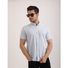 Doğal Dokulu Flam Keten Kumaş Casual Kısa Kollu Erkek Gömlek