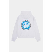 Nevermind Siyah - Mavi Baskılı Oversize Unisex Kapüşonlu Sweatshirt