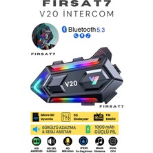 V20 Bluetooth 5.3  Su Geçirmez Motosiklet Kask Rgb Bluetooth Interkom Intercom Kulaklık ve Mikrofon