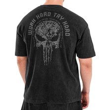 Kingsize Nutrition Kingsize Hard Work Antik Yıkamalı Oversize T-Shirt Siyah