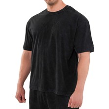 Kingsize Nutrition Kingsize Darksteel Antik Yıkamalı Oversize T-Shirt Siyah