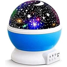 Diyar-ı Fırsat Mavi Dönen Renkli Ay Yıldızlı Gökyüzü Yansıtmalı Projeksiyon Gece Lambası Çocuk Bebek Parti Odası