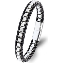 Moncuk Design Sarmal Uyum Çelik ve Deri Erkek Bilekliği 33514B24D1