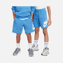 Nike Sportswear Club Fleece French Terry Unisex Çocuk Mavi Şort -Pamuklu Rahat Tasarım - FD2997-489