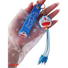 Doraemon Iphone Micro Type-C Şarj Çoklu Şarz Kablosu Anahtarlık Hediyelik