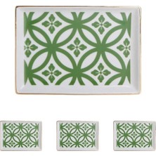 Paşabahçe Porland, Porselen, Kahvaltı Tabağı, 4'lü Set, 18 Cm, Yeşil Desenli