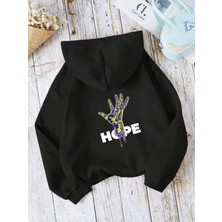 NEVERMIND Unisex Hope Sırt Baskılı Oversize Baskılı Kapşonlu Sweatshirt 3 Iplik
