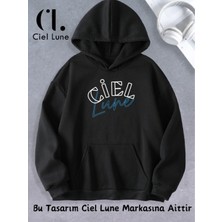 NEVERMIND Unisex Kadın Erkek Ciel Lune Özel Tasarım Baskılı Kapşonlu Sweatshirt