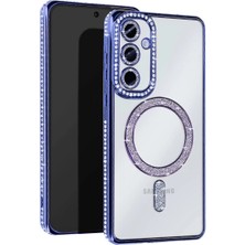 Eco Port Samsung Galaxy S25 Kılıf Joke Simli Magneticsafe Kılıf - Mavi