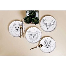 Porland, Forest, Pasta Tabağı, Servis, Porselen, 4 Parça, 20 cm