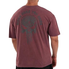 Kingsize Nutrition Kingsize Hard Work Antik Yıkamalı Oversize T-Shirt Bordo