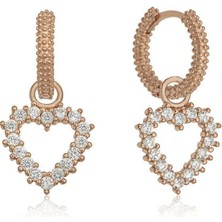 Özcömert Silver Gümüş Halka Kalp Bayan Küpe