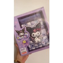 Kuromi Sukuşi Squishy Mıknatıs Yumuşak Kapak Çizgili Ayraçlı Spiralli Defter Okul Ofis Lüx Hediyelik