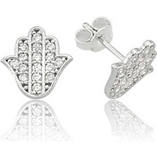 Özcömert Silver Gümüş Fatma Ana Eli Çivili Küpe