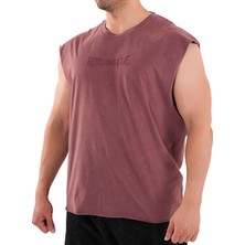 Kingsize Nutrition Kingsize Darksteel Antik Yıkamalı Kolsuz T-Shirt Bordo