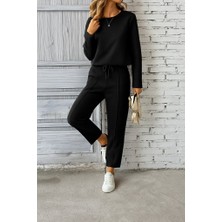 Arben Boutique Kadın Uzun Kollu Yanları Nervurlu Viskon Iki Iplik ve Pantolon Ikili Takım