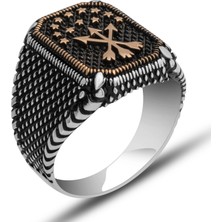 Gumush Gümüş Çerkez Bayrağı Erkek Yüzük