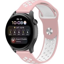 Watch 22MM Spor Delikli Kordon - Pembe-Beyaz