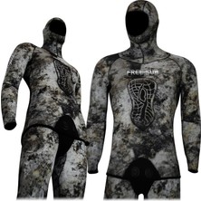 Free-Sub 9mm Ghost Dark Erkek Dalış Elbisesi Neopren Malzeme ile Kamuflaj Desenli 2 Parça