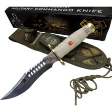 Arthurs Eco Lounge Halmak Beyaz Kurt Tırtıklı Oluklu Komando Bıçağı 30 cm - Kamuflaj Kılıflı