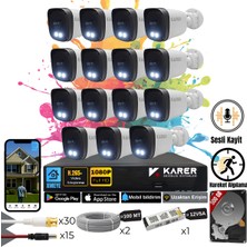 Karer Exitcam-15'li Ahd Güvenlik Kamera Seti-Gece Renkli- Su Geçirmez- Full Hd