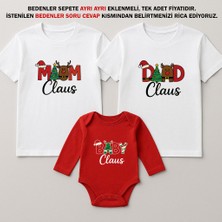 Shain 2026 Yeni Yıl Yılbaşı Noel Baba Christmas Baskılı Anne Baba Bebek Aile Tişört Zıbın Kombin