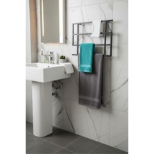 Grandmix Minimalist Metal Duvara Monte Havluluk 80X60 cm Banyo Askısı Dekoratif Raflı