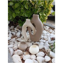 Patienc Karton-Bej Sevgili Sarmaşık Vazo -Mumluk Dekoratif Obje