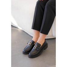 Stilbagshoes Elnora Çift Toka Detaylı Leofer Kadın Günlük Ayakkabı Siyah