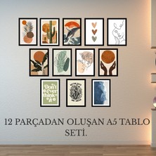 Hippodeco 12’li A5 Mdf Duvar Tablo Seti – Minimal Boho Modern Dekoratif Poster Seti