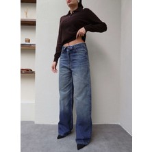 Esra Helvacı Bel Katlama Geniş Paça Jean