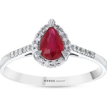 Assos Pırlanta 0.20 Karat Yakut Taşlı Pırlanta Yüzük