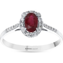 Assos Pırlanta 0.15 Karat Yakut Taşlı Pırlanta Yüzük