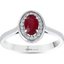 Assos Pırlanta 0.10 Karat Yakut Taşlı Pırlanta Yüzük