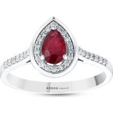 Assos Pırlanta 0.18 Karat Yakut Taşlı Pırlanta Yüzük