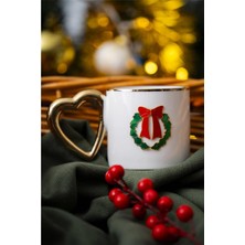 Acar Yılbaşı Temalı 180 ml Porselen Kupa – 6 Farklı Model, Şık Altın Kalp Saplı