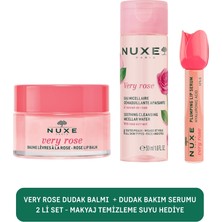 Nuxe Very Rose Dudak Balmı+Dolgunlaştırıcı Dudak Bakım Serumu- Makyaj Temizleme Suyu Hediye