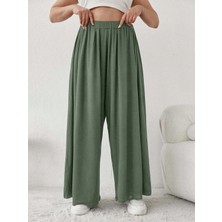 ModaSehle Büyük Beden Viskon Kumaş Lıkralı Yüksek Bel Şalvar