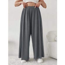 ModaSehle Büyük Beden Viskon Kumaş Lıkralı Yüksek Bel Şalvar