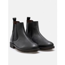 Rujo Siyah Hakiki Floater Deri El Yapımı Kontrast Tabanlı Chelsea Erkek Bot
