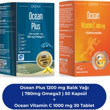 Orzax Ocean Plus 1200 Mg Balık Yağı ( 780MG Omega3 ) 50 Kapsül ve Ocean Vitamin C 1000 Mg 30 Tablet