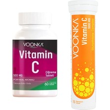 Voonka Vitamin C Çiğneme Tableti 60 Tablet + Voonka Vitamin C 1000 Mg Glutathione Complex 15 Efervesan Tablet