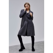 Bolivente Rosalia Antrasit Oversize Kruvaze Kaşe Kaban