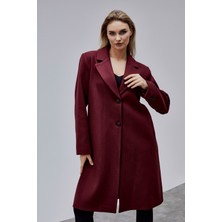 Bolivente Rosalia Bordo Oversize Kruvaze Kaşe Kaban