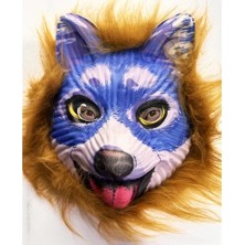 TE Dükkan Kahverengi Saçlı Mavi Yüz Sevimli Köpek Maskesi 30 No