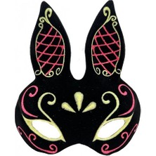 TE Dükkan Siyah Kırmızı Gold Tavşan Maskesi