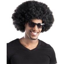 TE Dükkan Siyah Renk Kıvırcık Afro Bonus Parti Peruğu